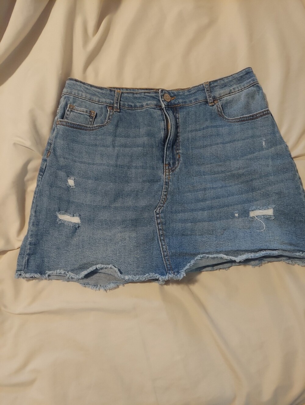 Wonder Nation Girls Distressed Raw Hem Denim Skirt Medium Wash Size XL (14-16)